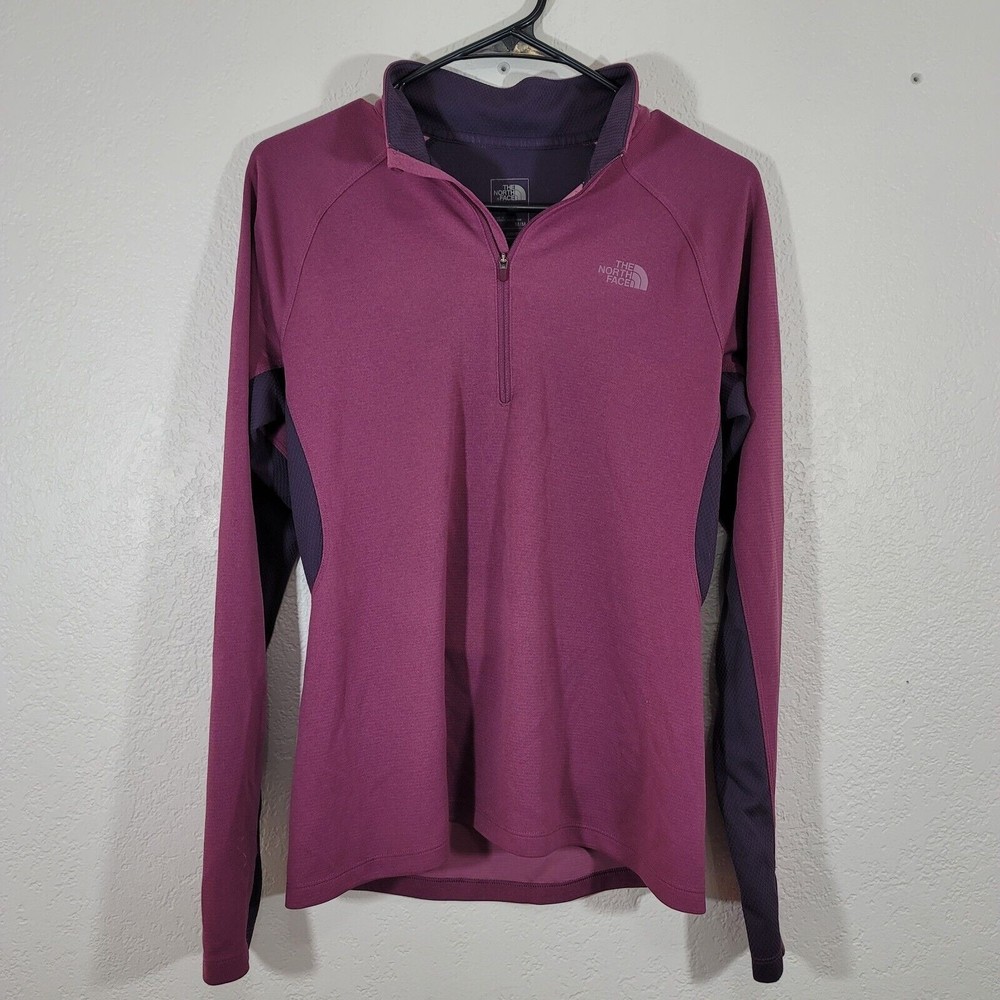 The North Face Womens 1/4 Zip Flash Dry Pullover Back Pocket Vented Size M TNF